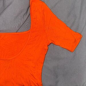 Women's Bodysuit - Orange - Square Neckline - US Small - SHEIN